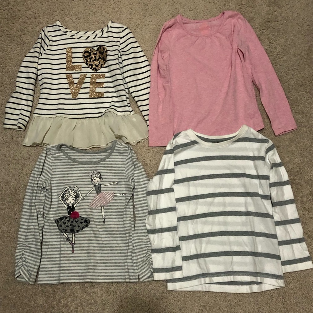 Girls Long Sleeve Tops,Epic Threads”Love”, Place w/ballerinas, Kids striped,H&M